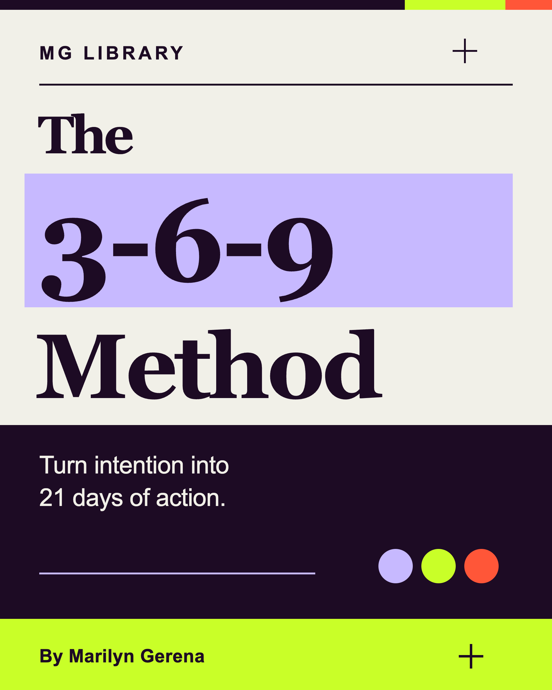 The 3-6-9 Method — Turn intention into 21 days of action. By Marilyn Gerena.