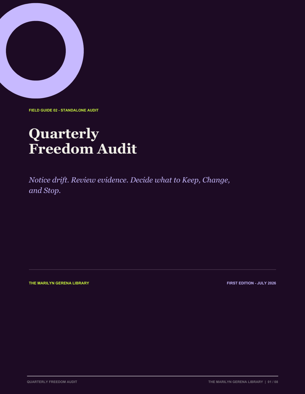 Cover of the Quarterly Freedom Audit