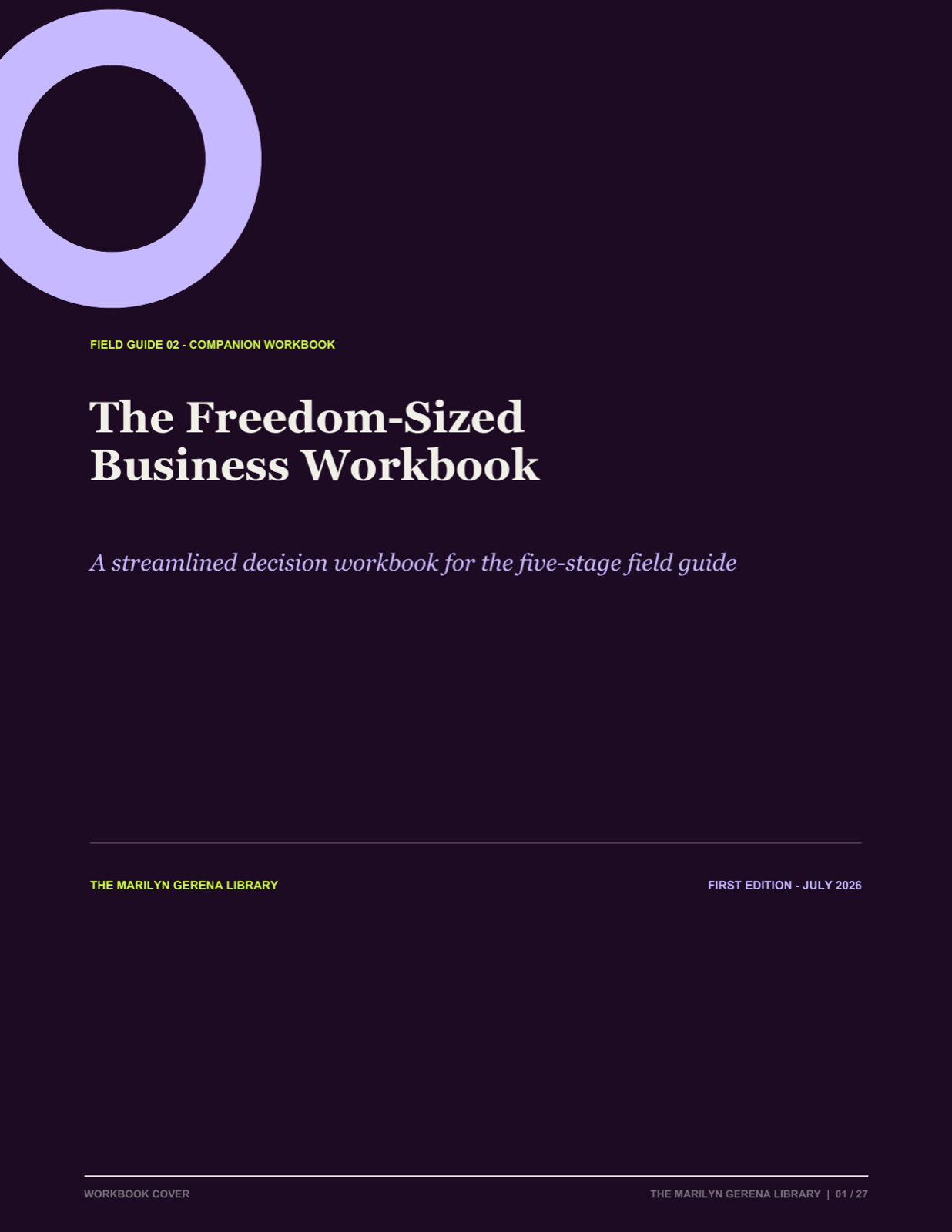 Cover of The Freedom-Sized Business fillable workbook