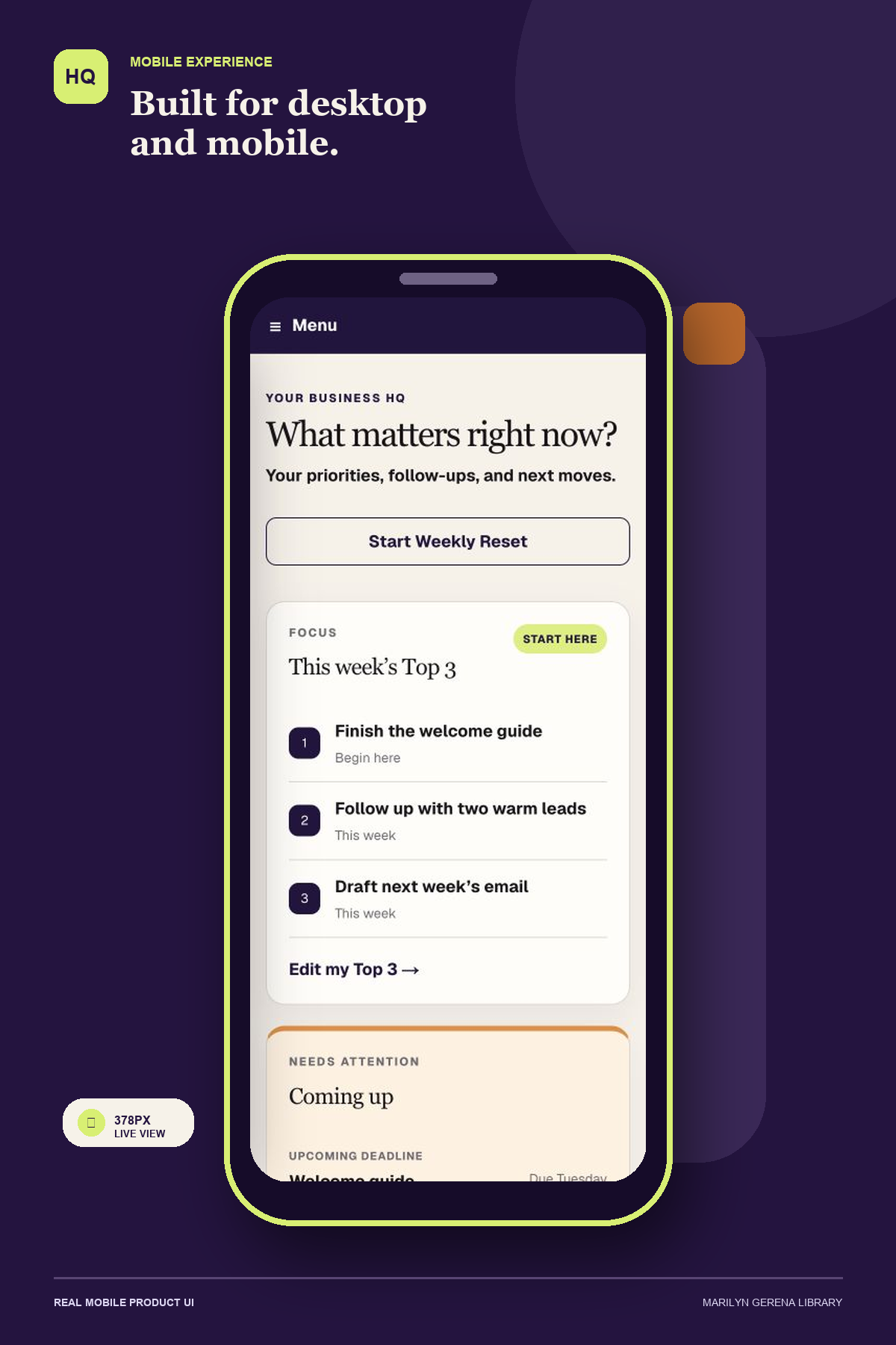Mobile-friendly CEO Dashboard in a phone browser