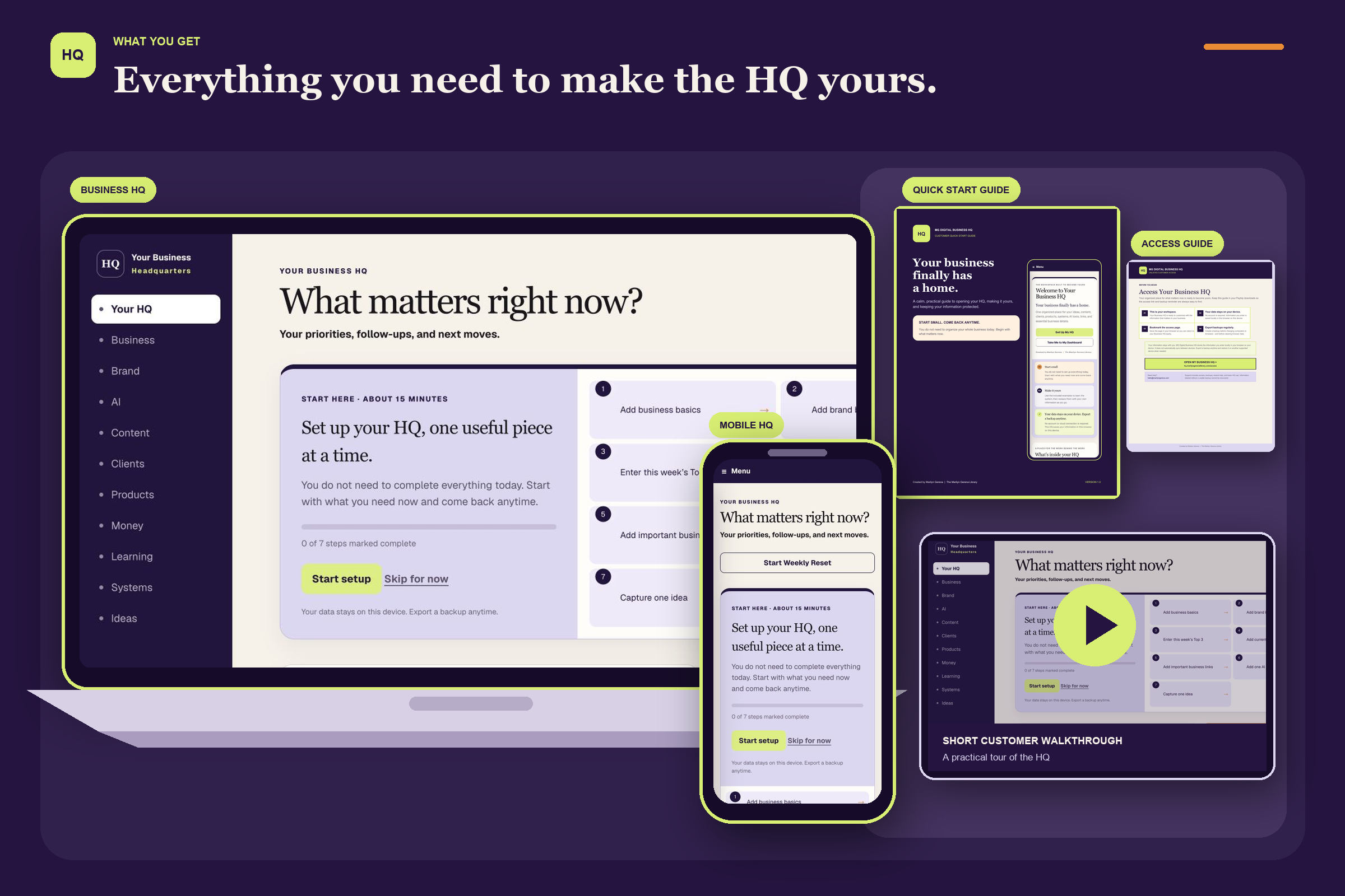 MG Digital Business HQ bundle with desktop and mobile experiences plus customer guides